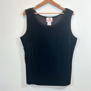Quacker Factory Elegant Black Velvet Tank Sequined Collar Top Size 1X Holiday
